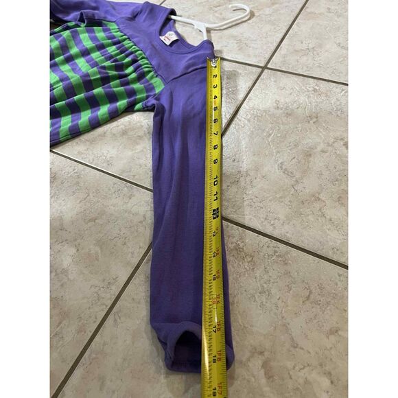 Hanna Anderson Girls Size 8 Green and Purple Striped Dress Long Sleeve - Picture 6 of 8